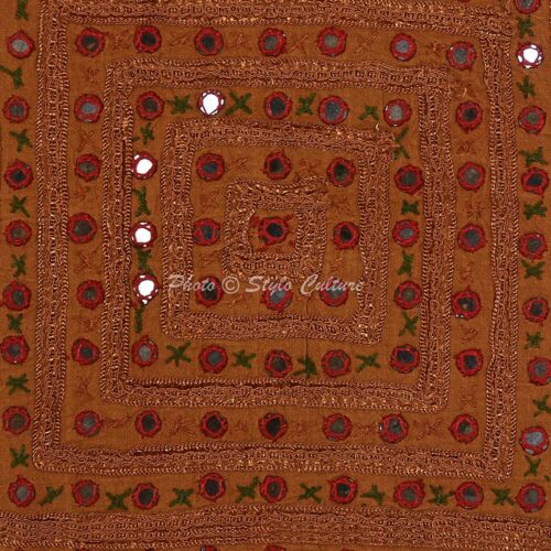 Indian Mirror Embroidered Cushion Cover Vintage Cotton Pillow Case Cover 16" - Picture 19 of 84