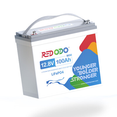 Redodo 12V 100Ah Mini Größe LiFePO4 Lithium Batterie für Solar Wohnmobil Boot