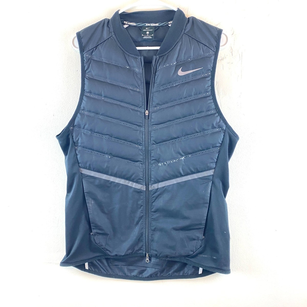 NIKE AEROLOFT 800 Gilet Men's Medium Black Down Fill Body Warmer