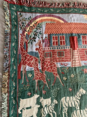Goodwin Weavers Noah's Ark Vintage Tapestry Throw Blanket 60” X 50