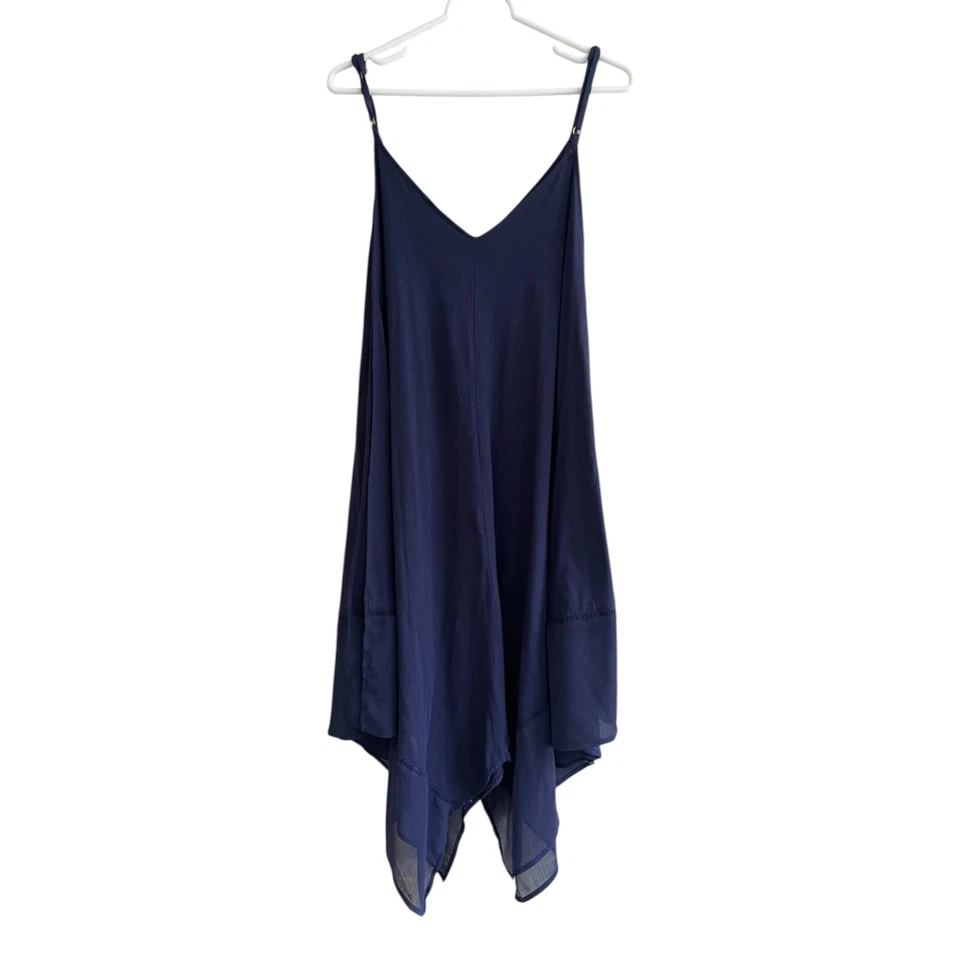 Tommy Bahama Scarf Dress Women S/M PM Blue Spaghetti Strap Swim Cover Up V Neck - Image 2 of 4