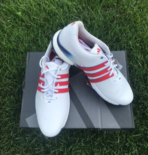 adidas Tour360 24 BOOST Golf Shoes White/Better Scarlet/Team Royal Blue 12.5