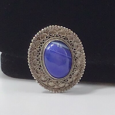 Broche Pendentif Jérusalem - Argent 950 - Oeil De Tigre - Fabriqué En Israël