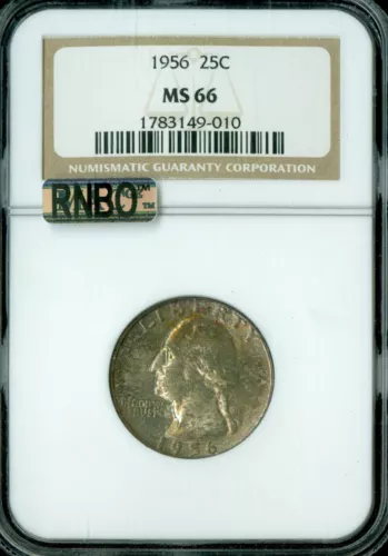 1956 QUARTER NGC MS66 MAC RNBO RAINBOW *