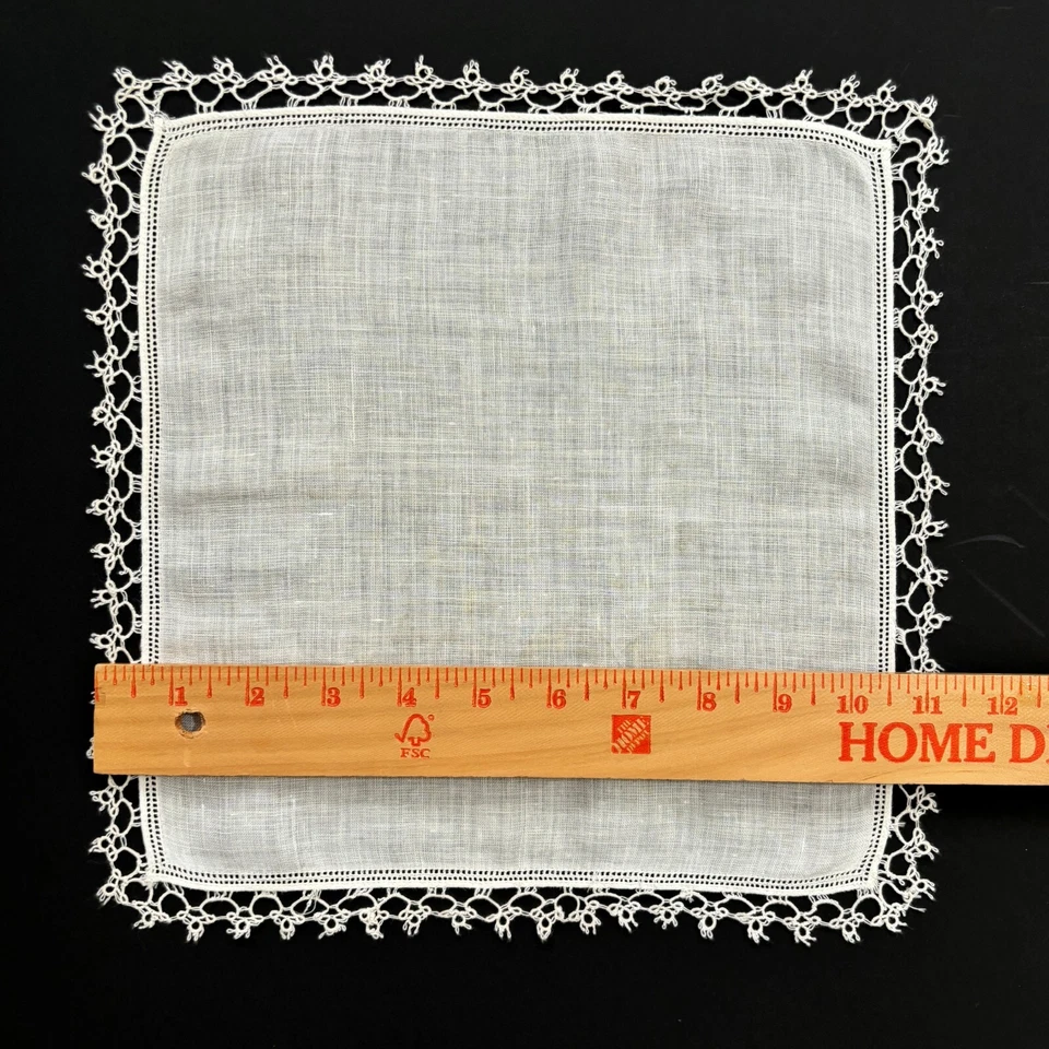 Pañuelo de boda de lino tatuado reliquia novia casa de campo núcleo vintage femenino Foto 3 de 3