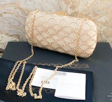 Sergio Rossi Suede Crystal Embellished Chain Clutch