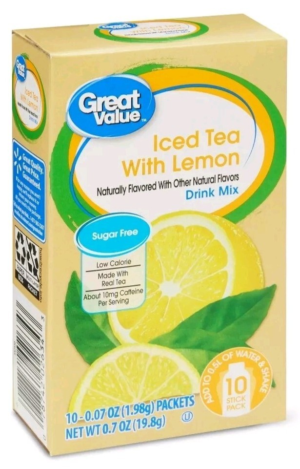 6 BOXES - Great Value Iced Tea With Lemon Drink Mix Sugar FREE - 60 ...