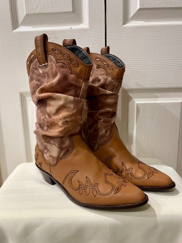 BOHO GRUNGE STIVALI WESTERN DIESEL VINTAGE MUCCA RAGAZZO PELLE TELA TAGLIA 8 - Foto 24 di 24