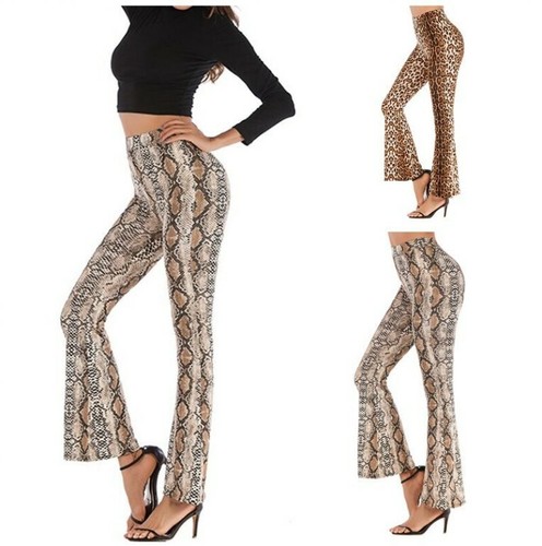 Women Leopard Pattern Flares Pants Bell 