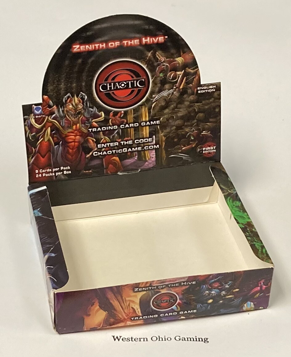 Chaotic TCG Zenith Of The Hive EMPTY First Edition Booster Box CCG Chaotic TCG Zenith Of The Hive EMPTY First Edition Booster Box CCG