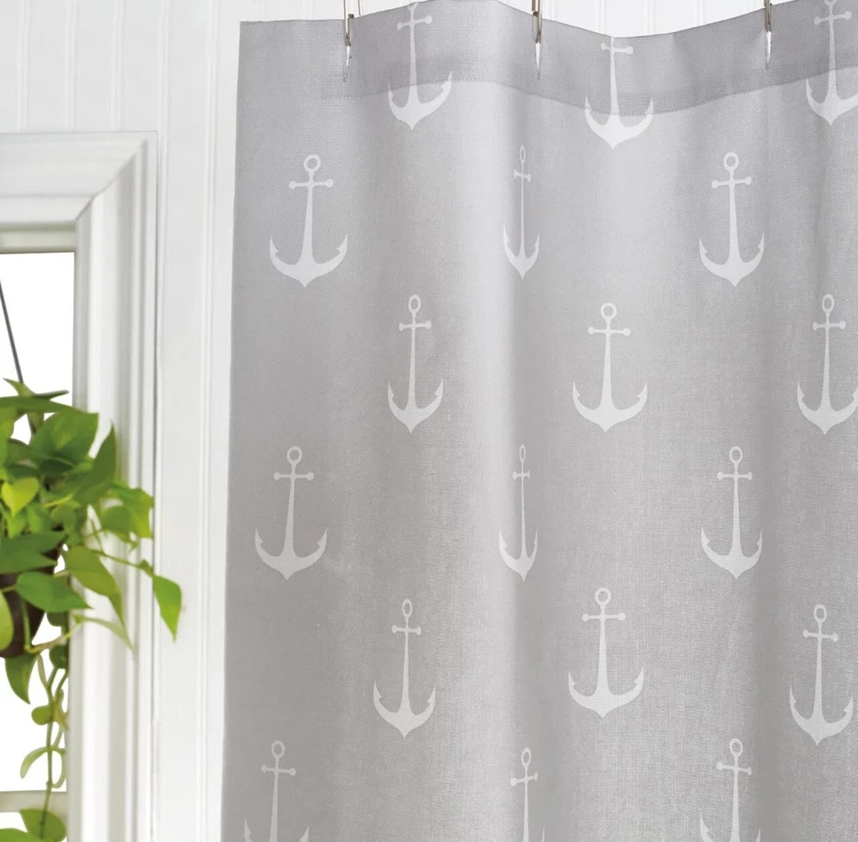Cortina de Ducha Náutica para Decoración de Baño Playa Océano Ancla 100% Poliéster Foto 4 de 4