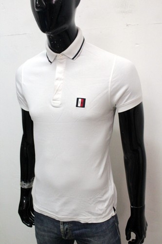 Tommy Hilfiger Polo Uomo Taglia S Maglietta Bianca Cotone Estiva T-shirt Maglia - Picture 8 of 12