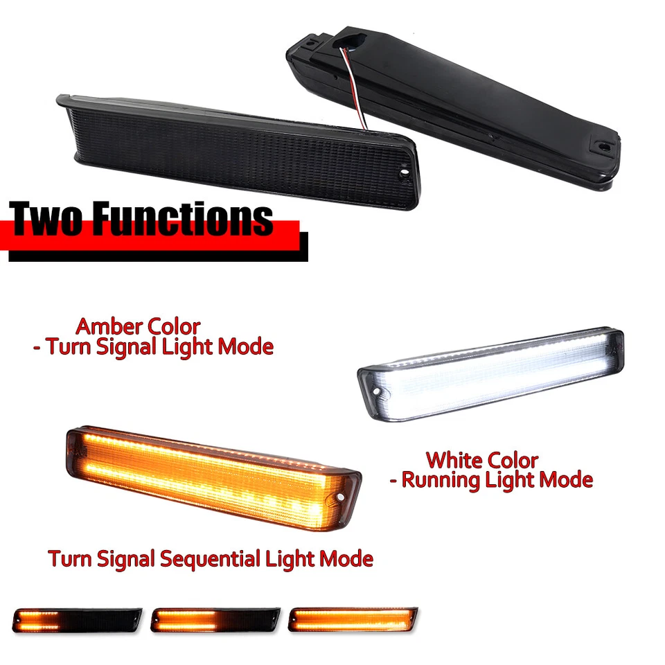 For Ford F-150 Trucks Bronco Dynamic SWITCHBACK LED DRL Turn Signal Light Smoked - Image 2 of 4