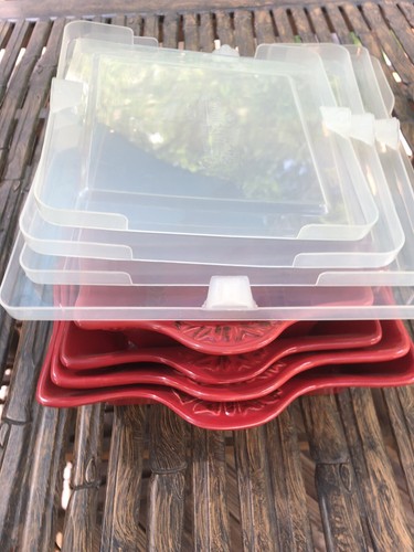 Set 4 Stacking Red Holiday Temp-tations Baking Serving Casserole Dishes w/ Lids - Picture 12 of 12