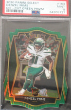 Denzel Mims 2020 Panini Select Die Cut Green Prizm Rookie (2/5) PSA 9 Mint #163