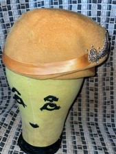VTG 20S 30S 40S WOMENS GOLD CLOCHE BERET FUR FELT GLENOVER HAT