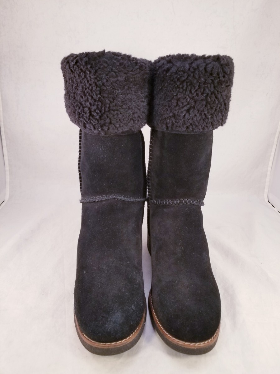 COACH TURNLOCK FAUX FUR SUEDE BLACK FG1011 WOMAN BOOTS SIZE B