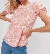EX DOROTHY PERKINS LADIES PEACH ANIMAL PRINT SHIRRED TOP NEW (ref 440) SALE