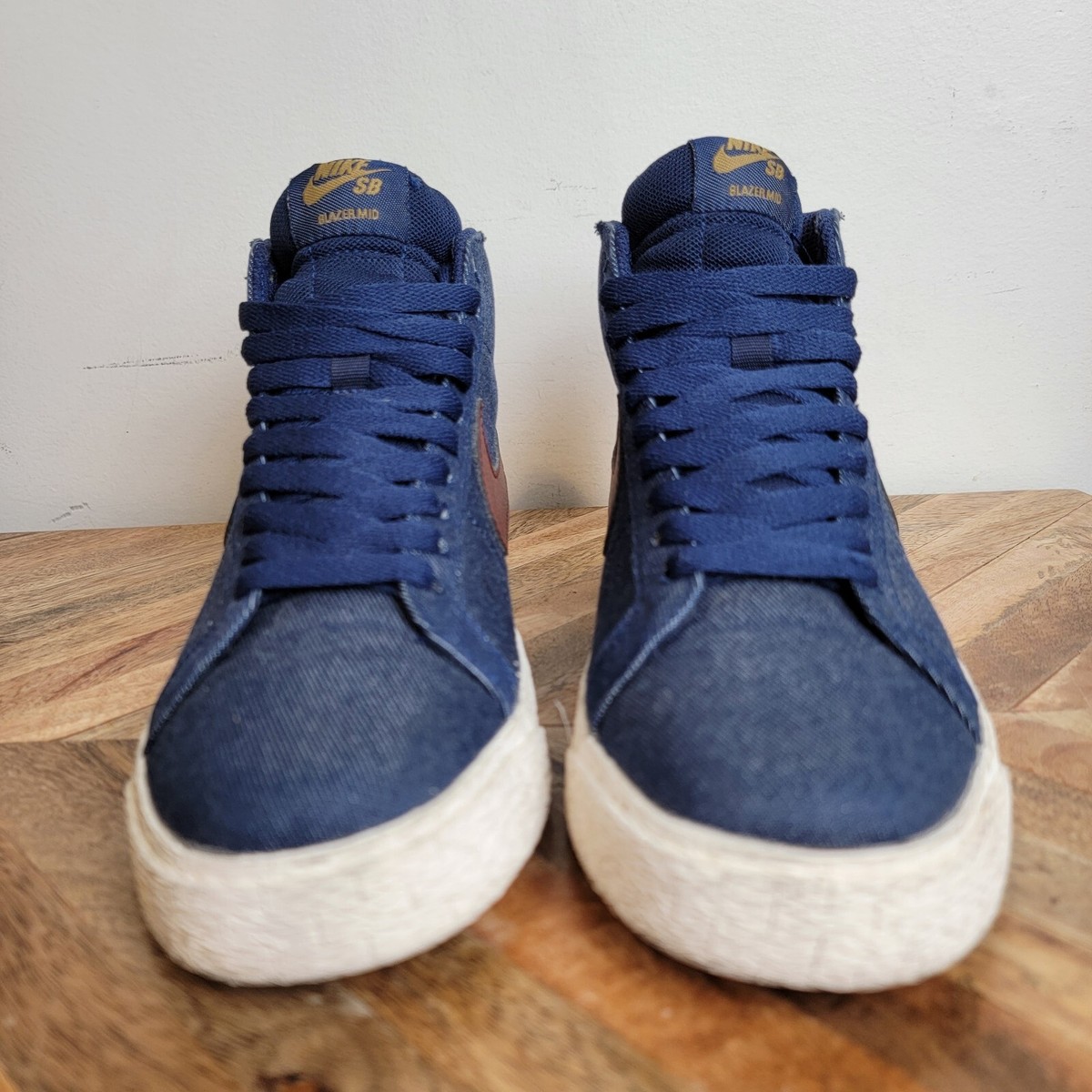 Nike SB Zoom Blazer Mid Raw Denim Blue Dark Team Red Men display picture 2