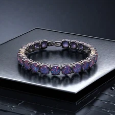 Hawaii Black 8mm Opal Round Bracelet 925 Sterling Sliver Jewelry For Women Girls