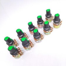 10 Units 1M B1M OHM Linear Taper Rotary Dual Potentiometer POT Green Knob