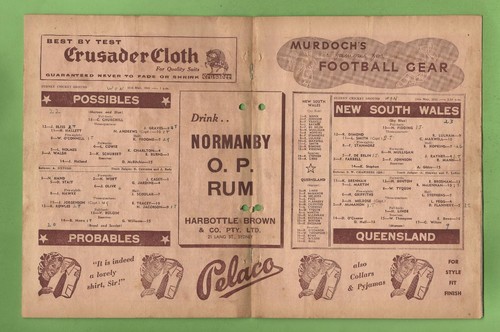 #XX. RUGBY LEAGUE NEWS - 15/5 1948, QUEENSLAND V NSW - Picture 2 of 2