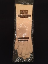 Vintage KISLAV Cream Leather 14" Gloves Sz 7.5 Lined; 1940s-50s Made in France