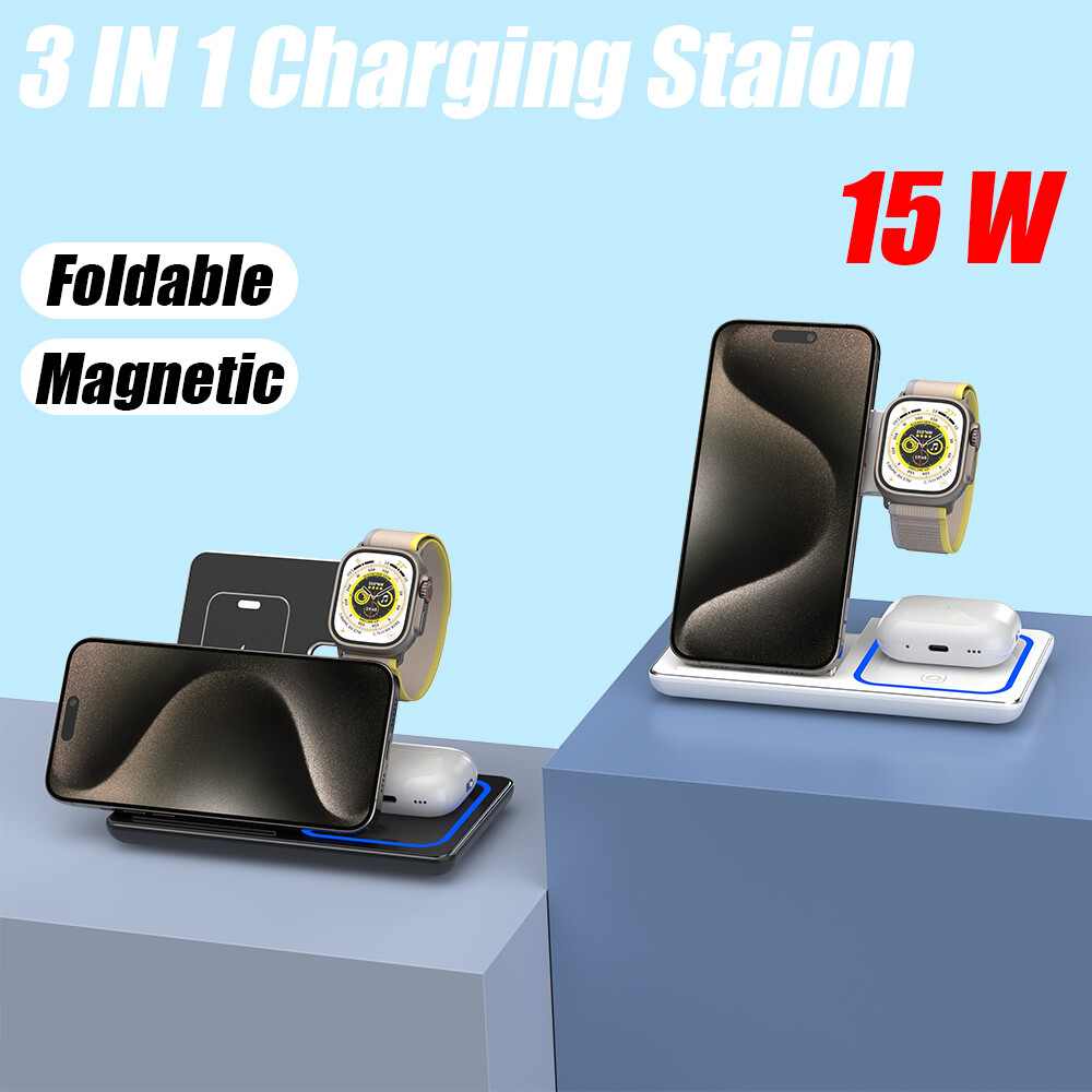 Wireless Charging Station 3-in-1 Foldable for iPhone Apple Watch AirPods-image