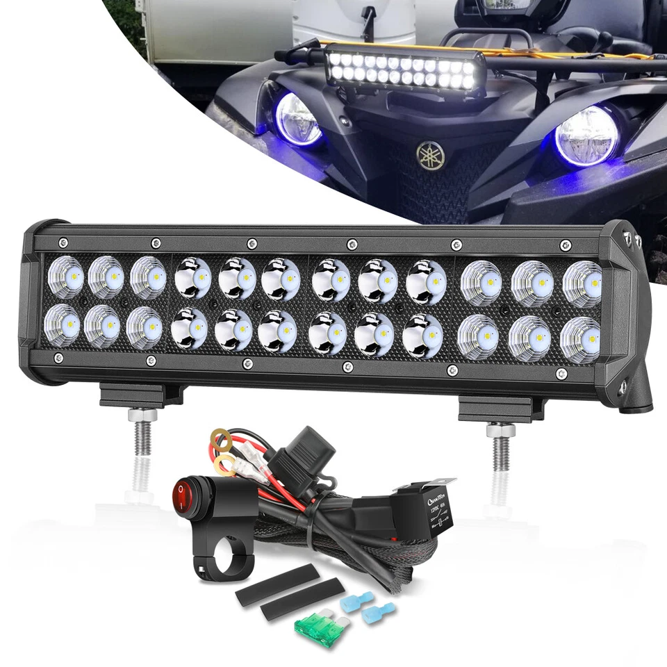 Kit de cableado de barra de luz de parachoques LED de doble fila de 12 pulgadas para Polaris Ranger XP 1000 Foto 2 de 4