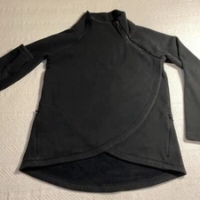 Athleta Pullover Jacket Black SmallCozy Karma Asym 158981 Zip Neck Fleece Active