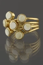 Royal WHITE Genuine BALTIC AMBER Gold Plated Silver Adjustable Ring 4.6g 20713-1