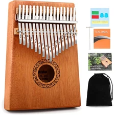 Kalimba Thumb Piano, Portable 17 Keys Mbira Finger Piano with Tune Hammer and...