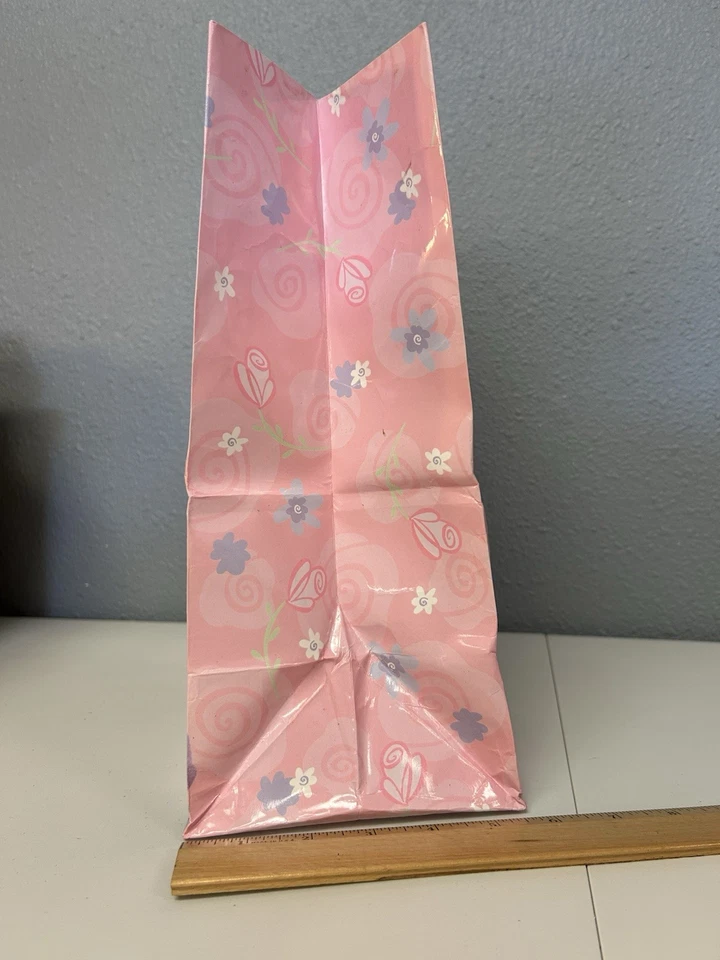 Barbie Princesa Vintage 1999 Rosa Regalo Regalo Bolsa Rosa Púrpura Flores Cumpleaños Foto 3 de 4