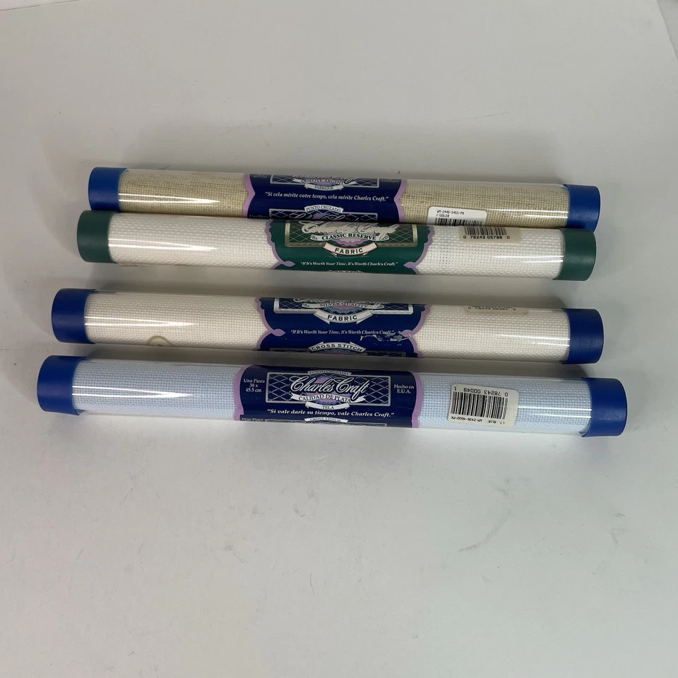 Vintage Charles Craft Cross Stitch Fabric, 15”x18” Lot Of 4 Brand New - Image 3 of 4