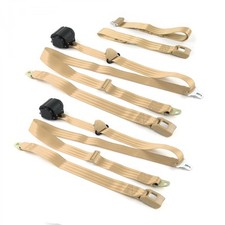 Ford Mustang 1971 - 1973 Standard 3pt Tan Retractable Bench Seat Belt Kit - 3 Be Ford Mustang 1971 - 1973 Standard 3pt Tan Retractable Bench Seat Belt Kit - 3 Be