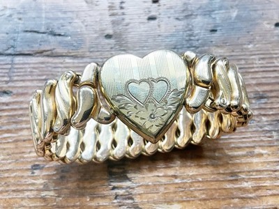 ヴィンテージ/スウィートハートブレスレット Vintage Sweetheart Heart Expansion Bracelet Gold Filled Speidel