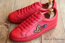 Scarpe da ginnastica Louis Vuitton LV rosse in pelle sneakers UK 7 US 8 EU 41