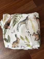 Pobi Baby Wildlife Fitted Standard Crib Sheet Foxes Blue 95 Organic Cotton