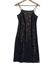 A New Day Womens Whimsigoth Y2K Slip Dress XS Jacquard Midi Black Grunge Fairy