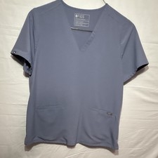 FIGS Technical Collection Unisex Scrub Set Top  Pants Size L Vapor Blue Solid