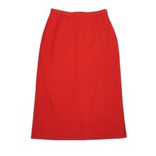 Vintage 80s Easy Pieces Red Wool Midi Pencil Skirt 30"