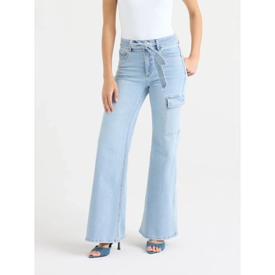 SOFIA VERGARA - SIZE: 6 - High Rise Margot Wide Leg Cargo Jeans W/ 32.5'' Inseam