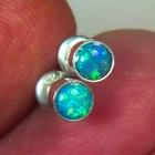 4mm STUD COOBER PEDY OPAL 925 STERLING SILVER EARRINGS HT OCA19303