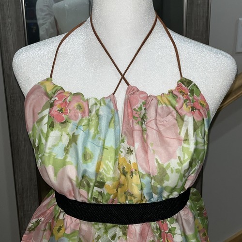 Abito donna senza marchio acquerello bouquet flirty Halter taglia small-media - Foto 2 di 12