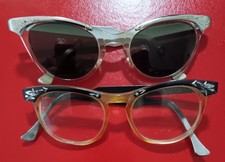 One Pair True Vintage 1950's Cat Eye eyeglass frames 5.25" Temple, USA Made