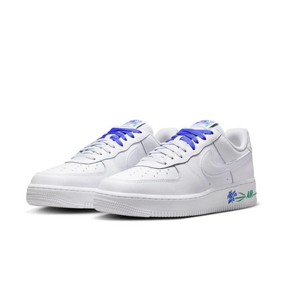 Nike IF0498-101 Mens Air Force 1 White Blue Green Graphic Leather Casual Shoes