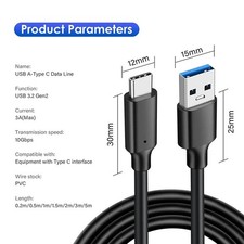 USB 3.2 10Gbps Type C Cable USB A to Type-C 3.2 Gen2 Cable Data Transfer USB C