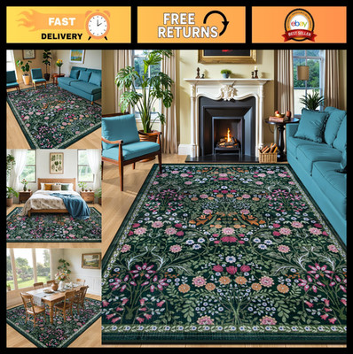8x10 Floral Area Rug - Vintage Soft Boho Carpet, Washable, Non-Slip, Stain Resis