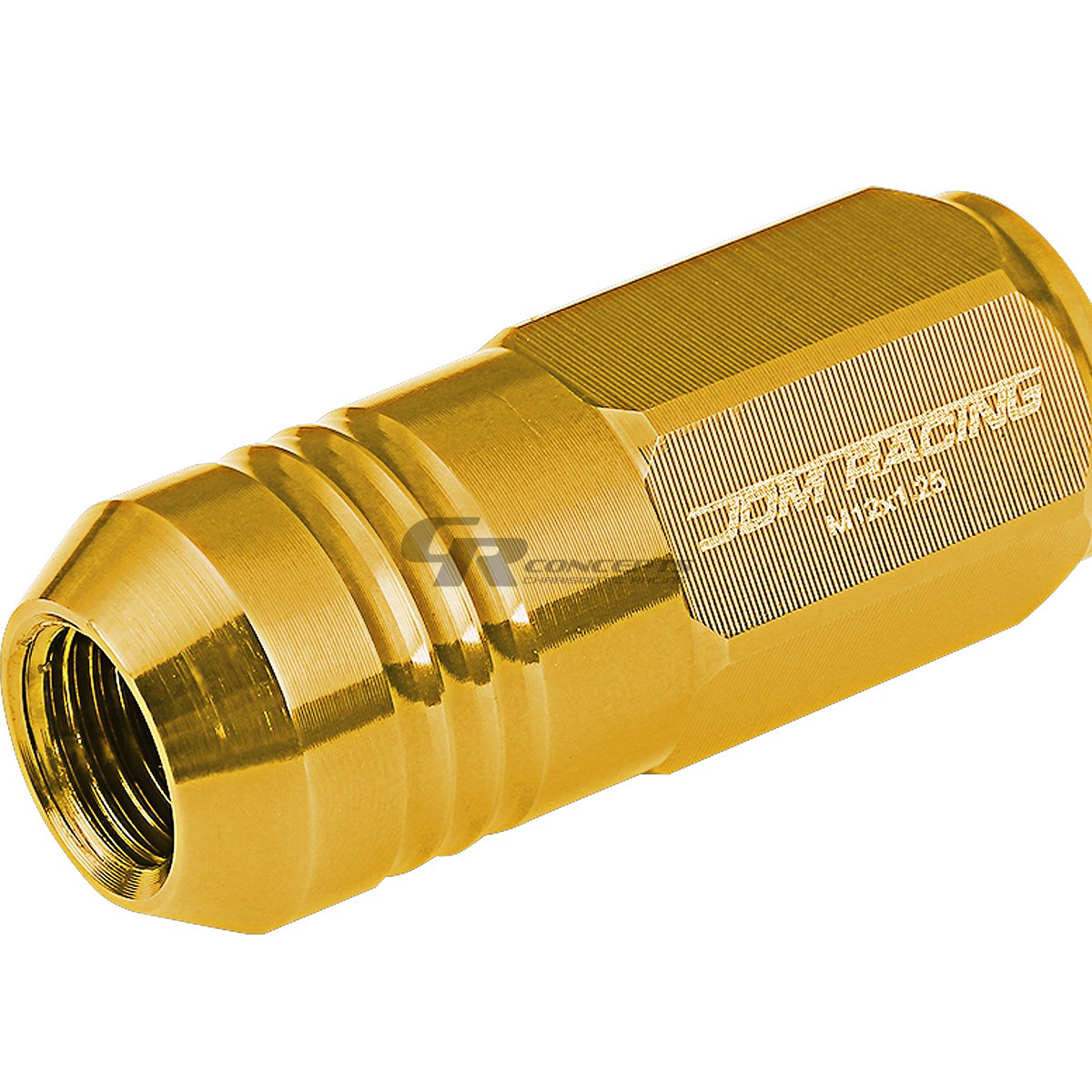 JDM GOLD 20PCS M12X1.25 20MM OD 50MM TALL CLOSED END ALUMINUM LUG NUTS+ADAPTER