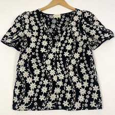 Sézane Emma Contrast Embroidery Blouse Black...